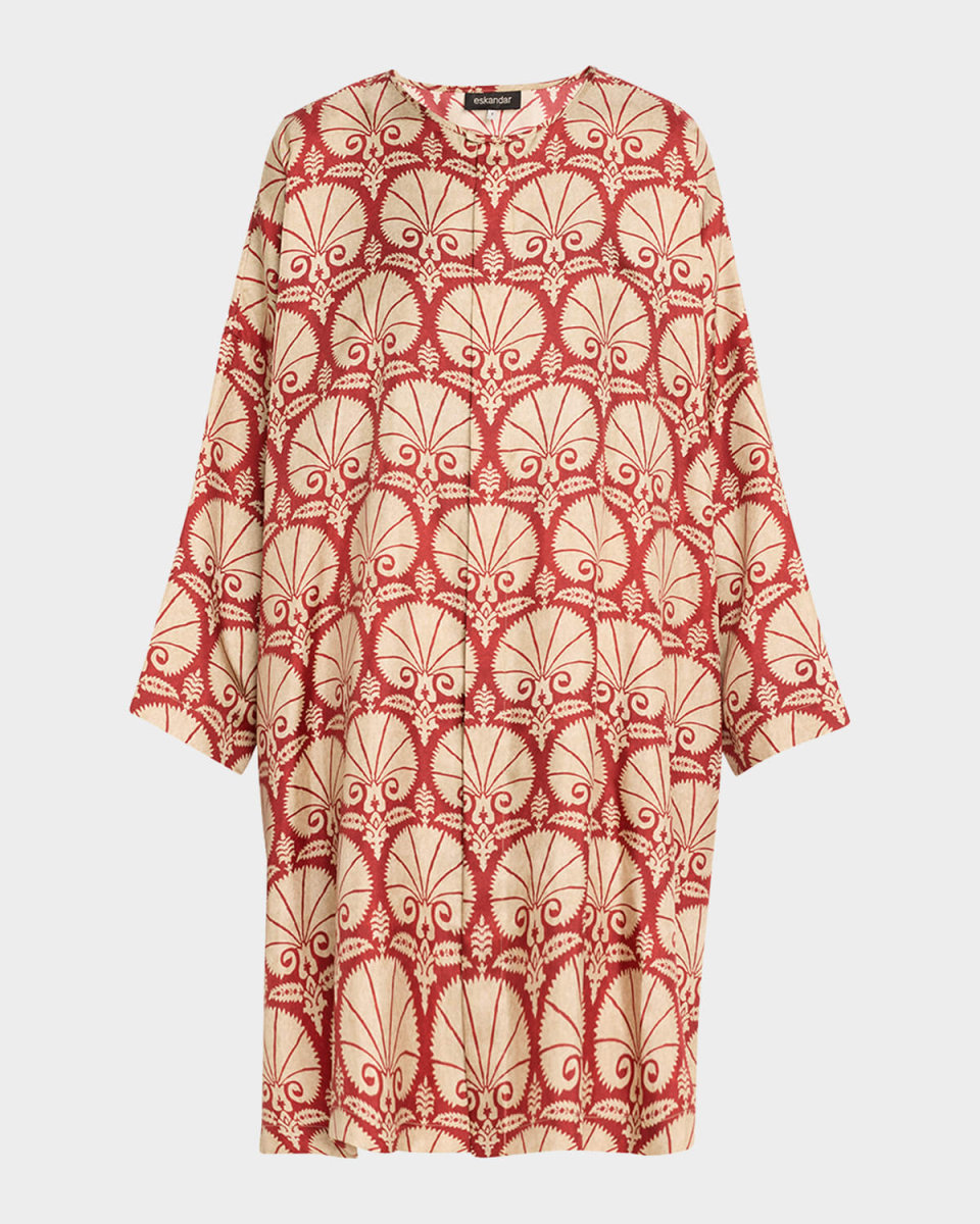 Silk Button-Front Tunic with Side Slits